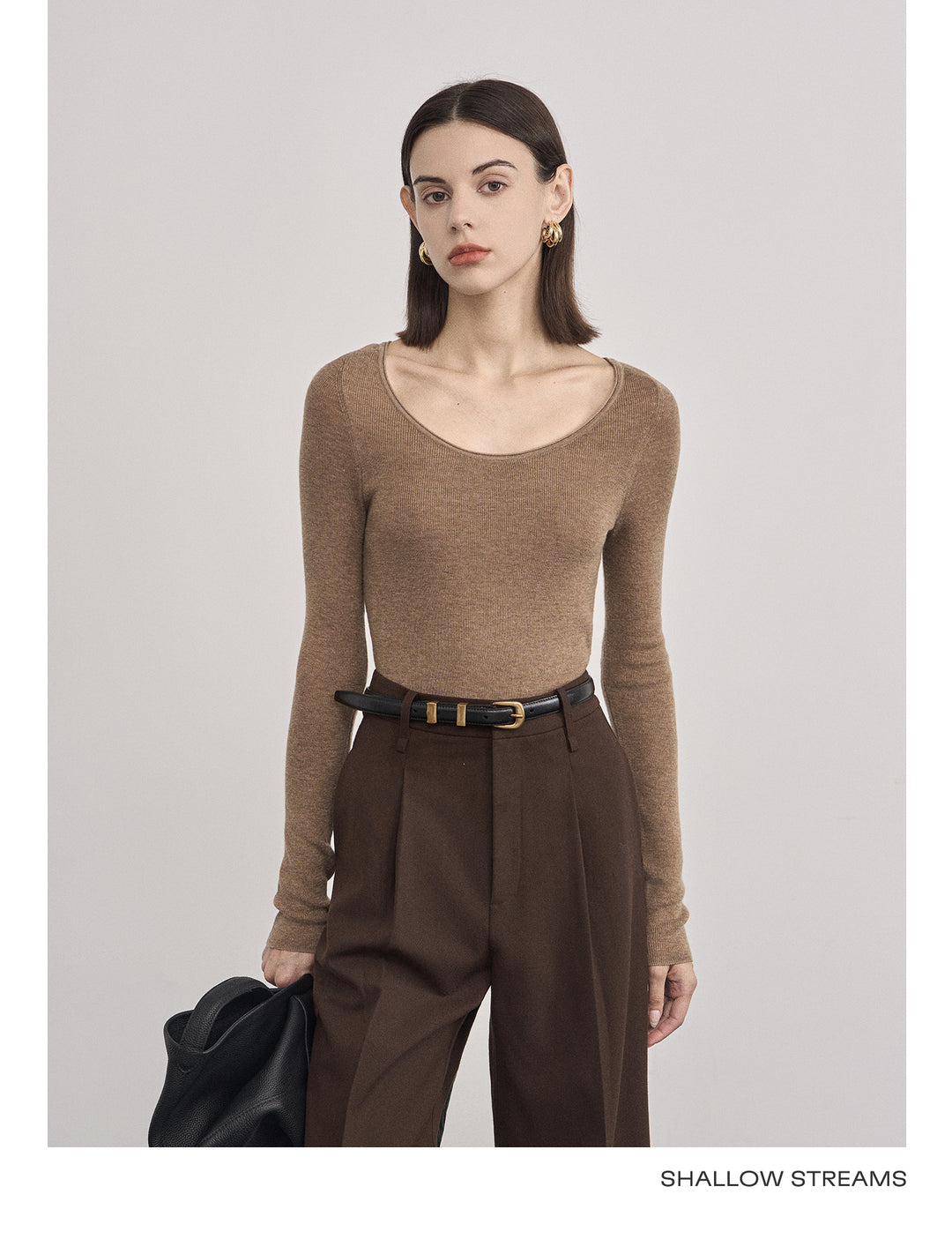 Classic Wool Blend Scoop Neck Top SSWT0049