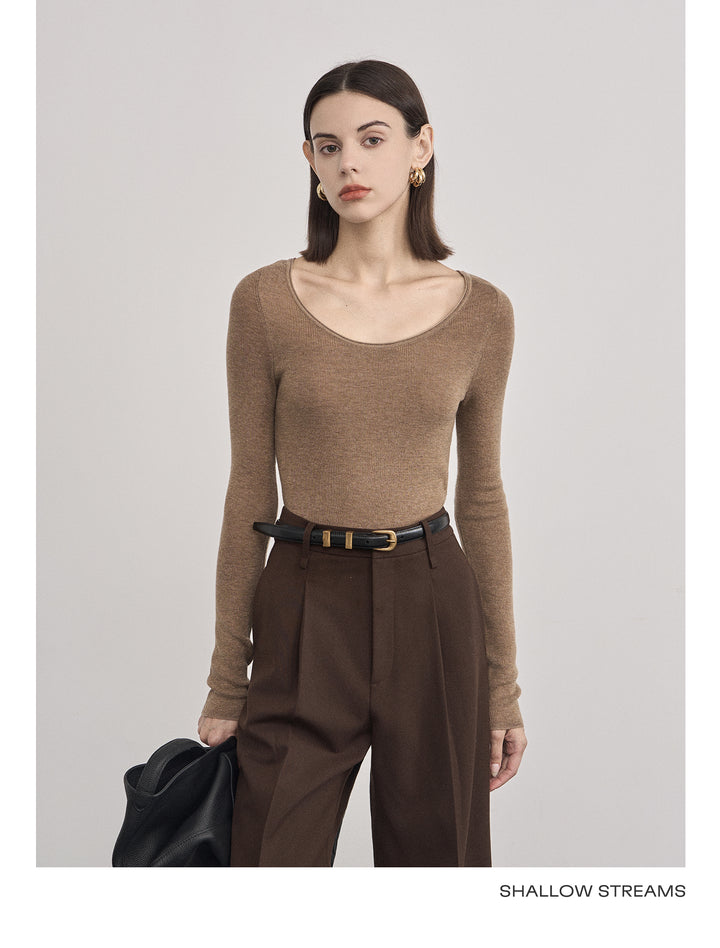 Classic Wool Blend Scoop Neck Top SSWT0049