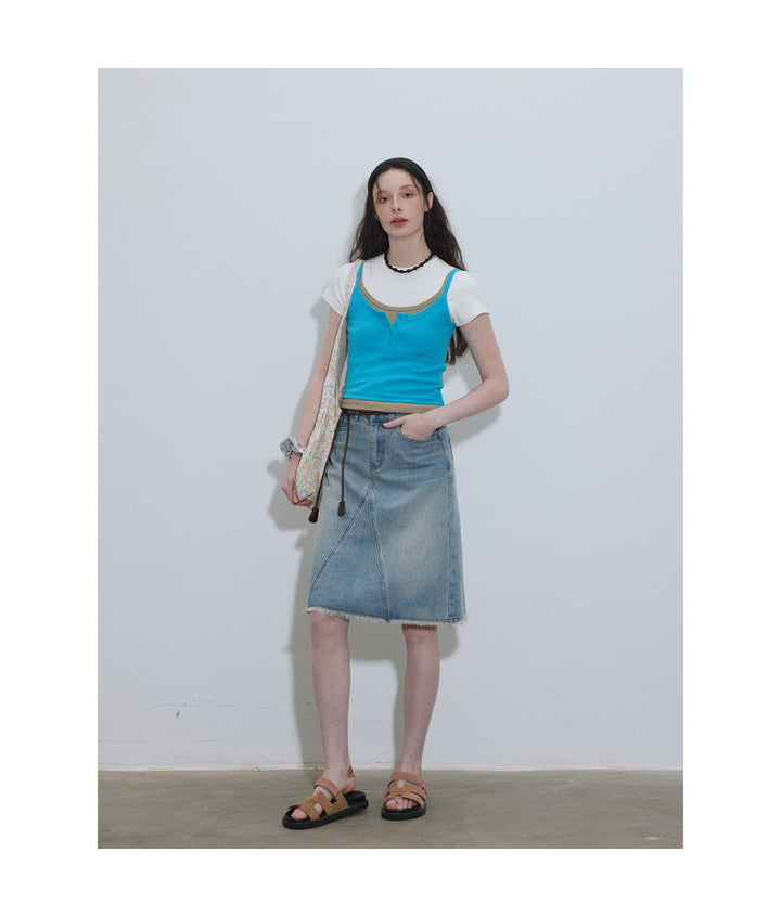 A-Line Washed Denim Skirt LCAS0214