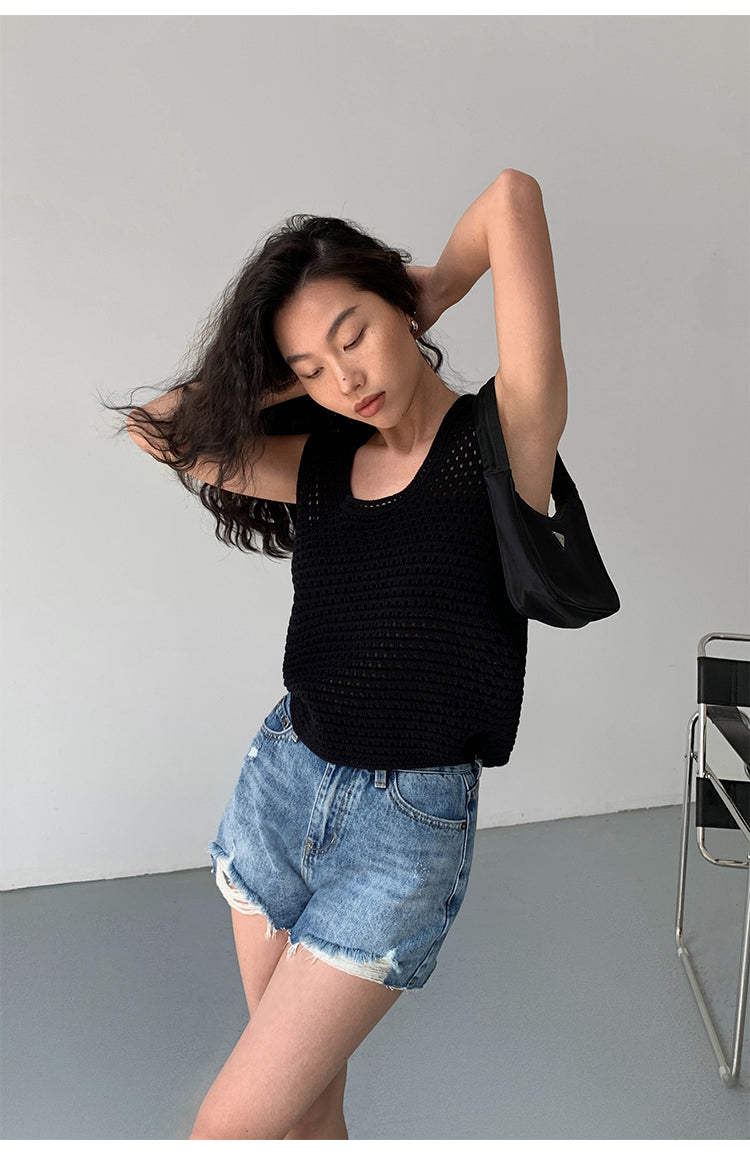 FrayEdge High Waist Denim Shorts NHDS0229