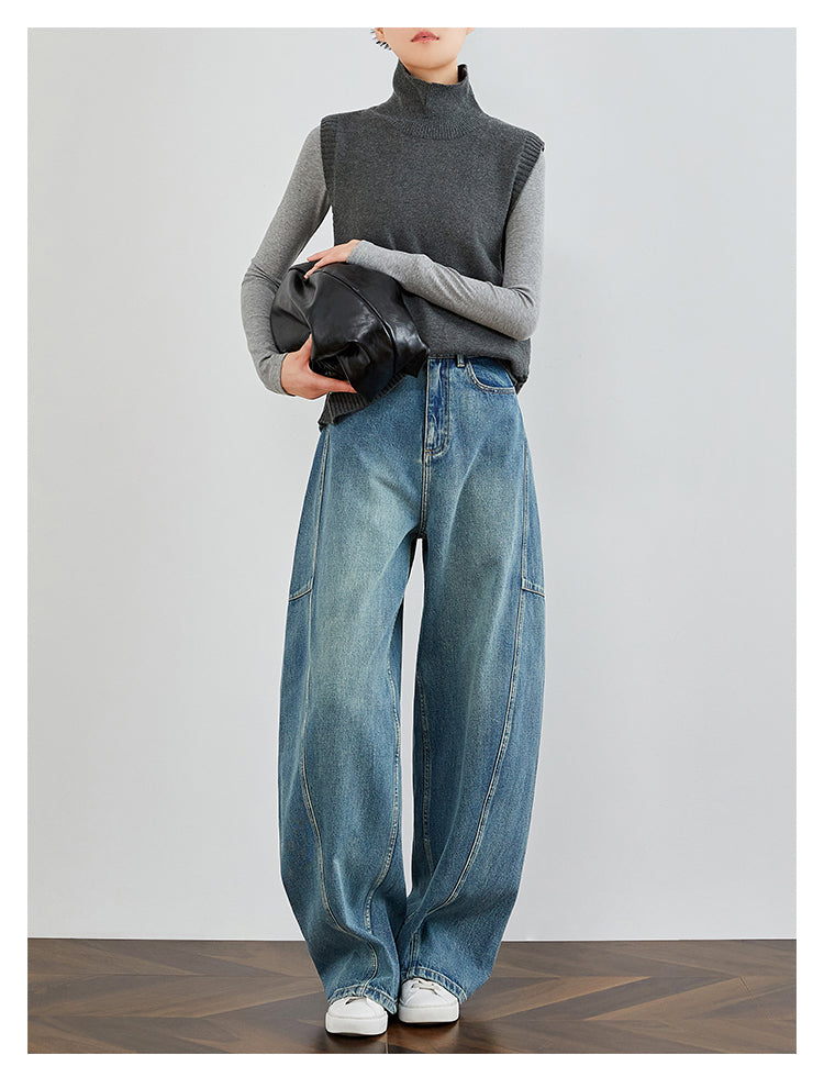 Vintage Washed Blue Denim Pants FADP0029