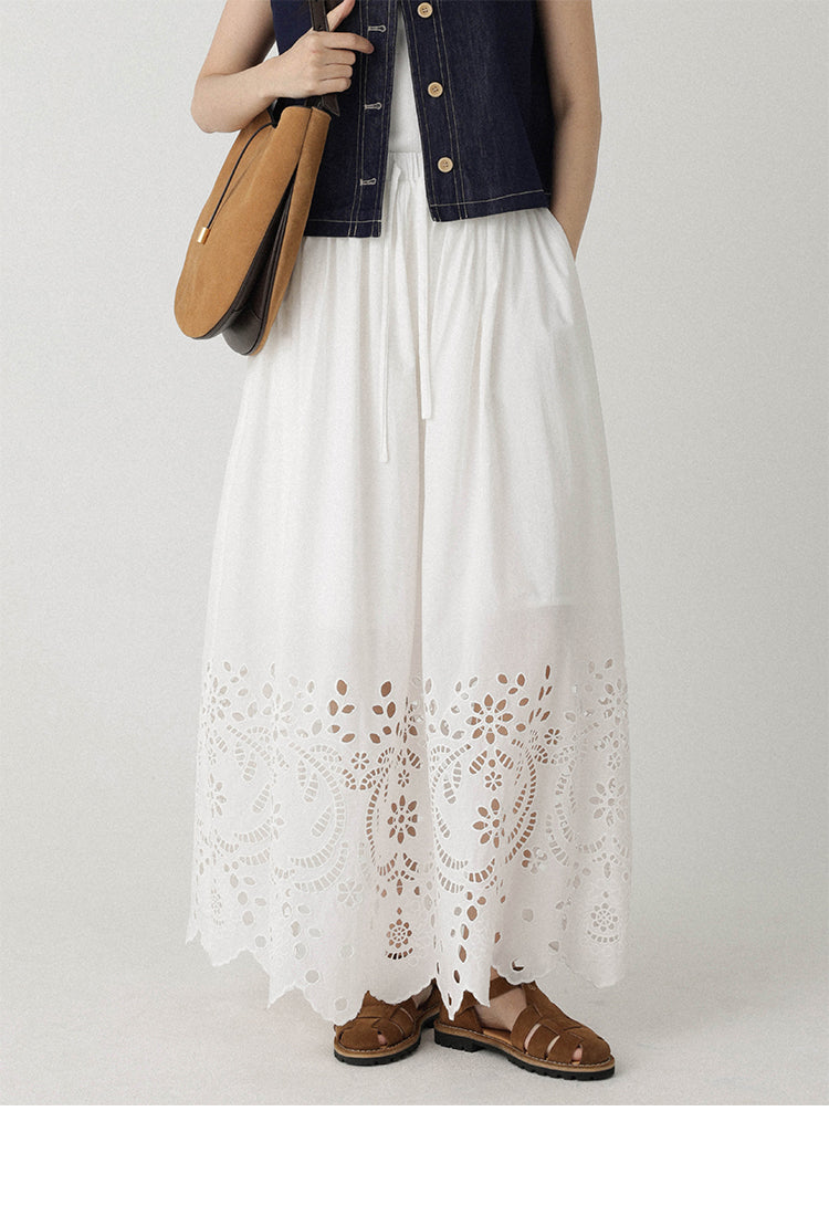 Breeze Broderie Cotton Maxi Skirt LCMS0192
