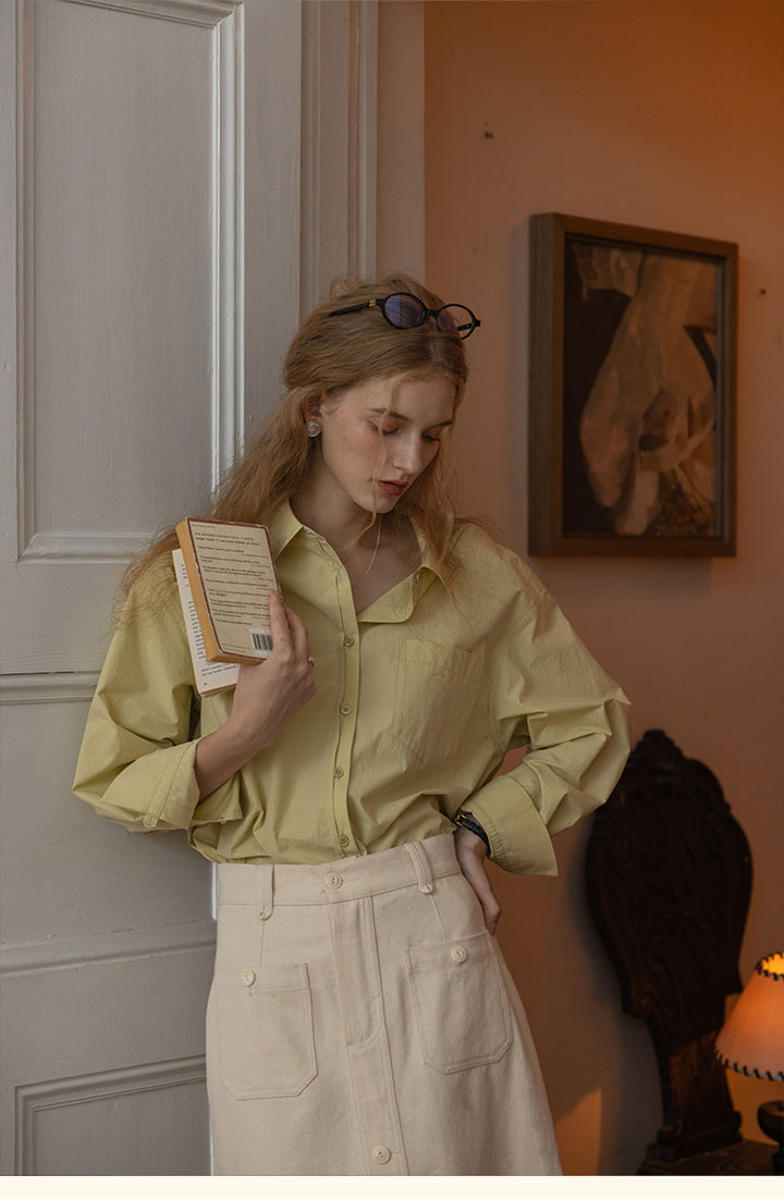 Vintage Cotton Oversized Button-Up Shirt DACS0108