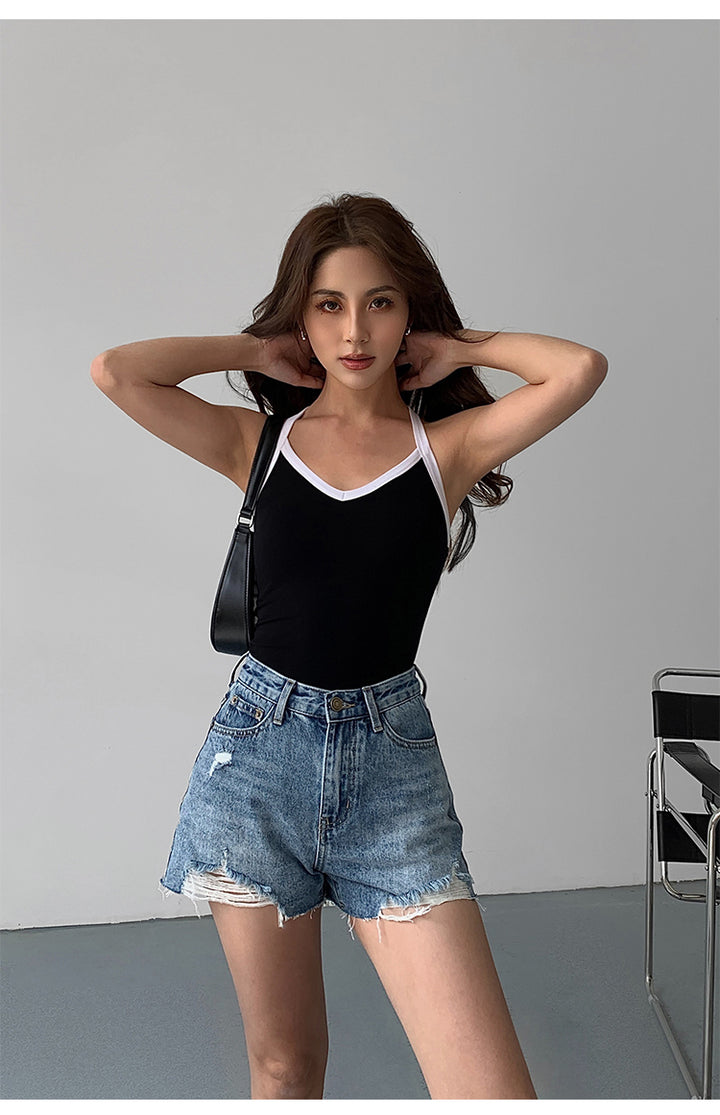 FrayEdge High Waist Denim Shorts NHDS0229