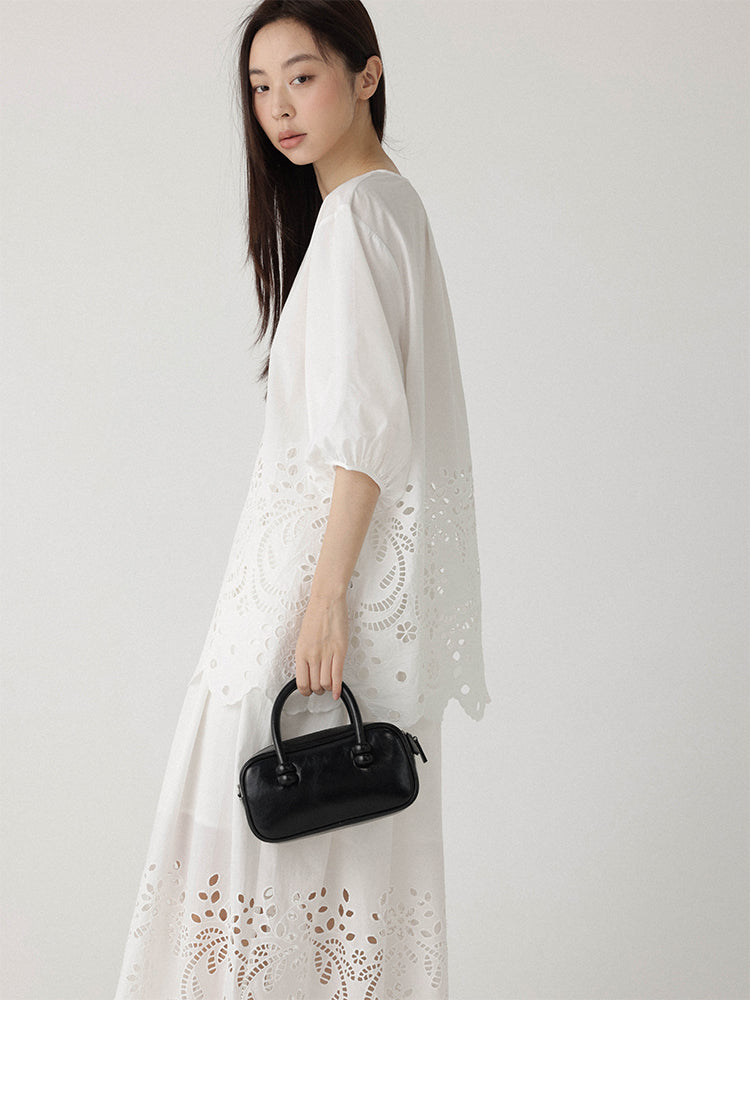 Breeze Broderie Cotton Puff Sleeve Shirt LCPS0194