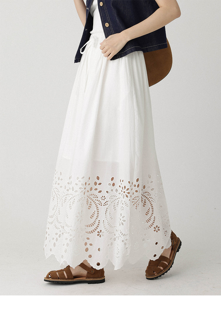 Breeze Broderie Cotton Maxi Skirt LCMS0192