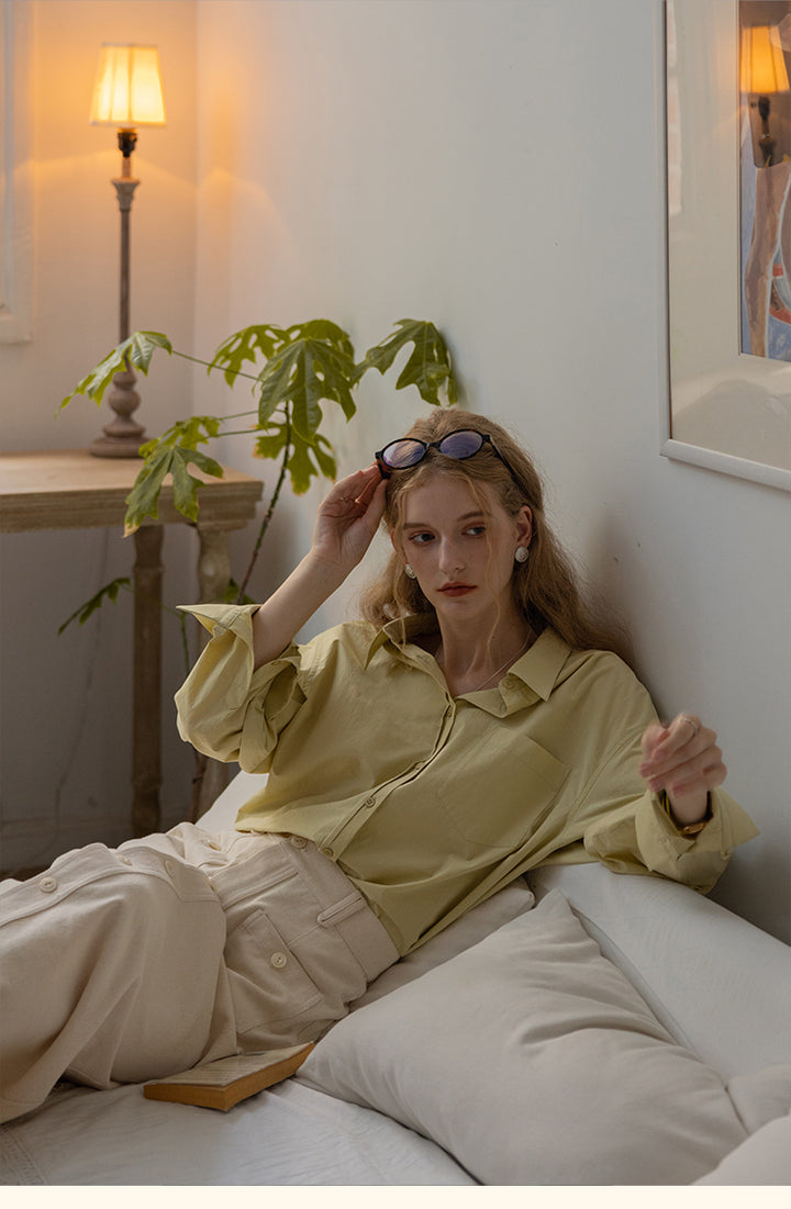 Vintage Cotton Oversized Button-Up Shirt DACS0108