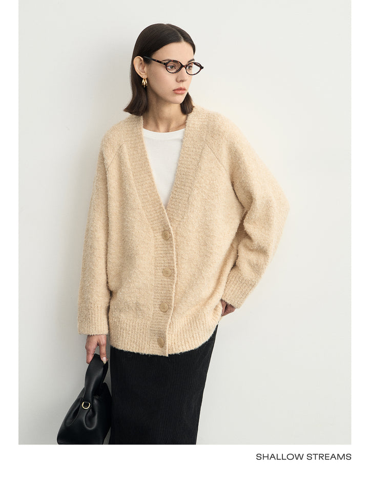 Wool Hoop V-Neck Knit Cardigan SSWC0063