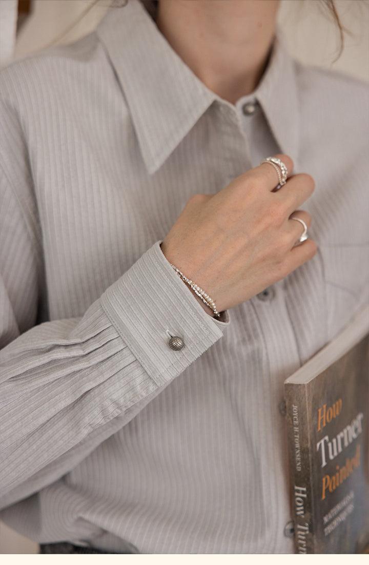 Vintage Cotton Striped Shirt with Classic Collar DASS0103