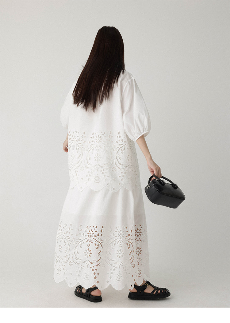 Breeze Broderie Cotton Puff Sleeve Shirt LCPS0194