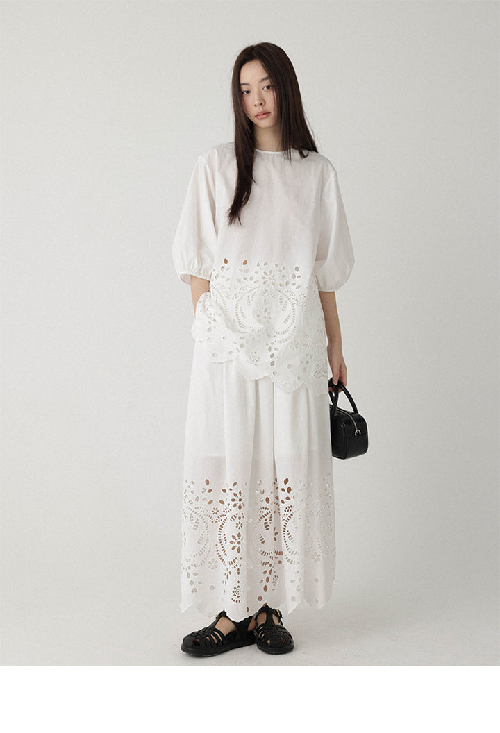 Breeze Broderie Cotton Maxi Skirt LCMS0192