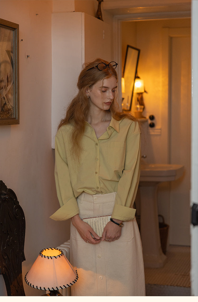 Vintage Cotton Oversized Button-Up Shirt DACS0108