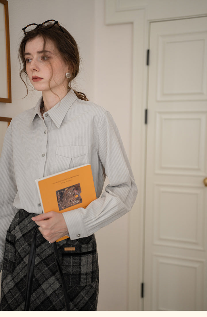 Vintage Cotton Striped Shirt with Classic Collar DASS0103