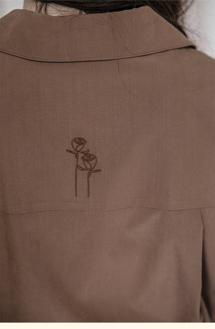 French-Style Floral Embroidery Relaxed Shirt  DARS0100
