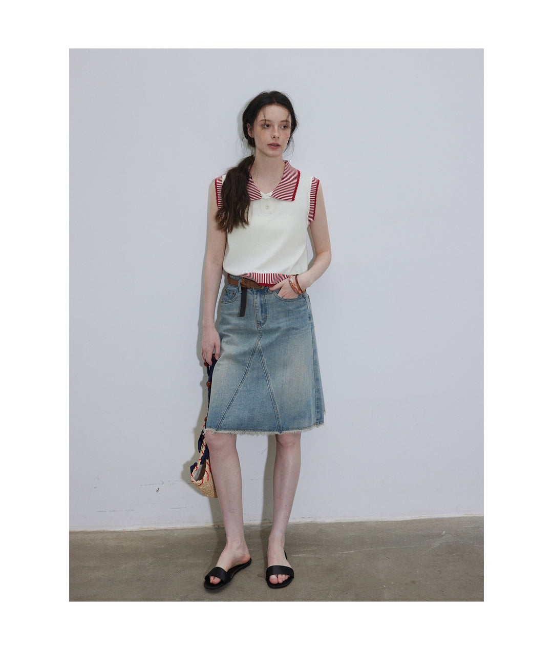 A-Line Washed Denim Skirt LCAS0214