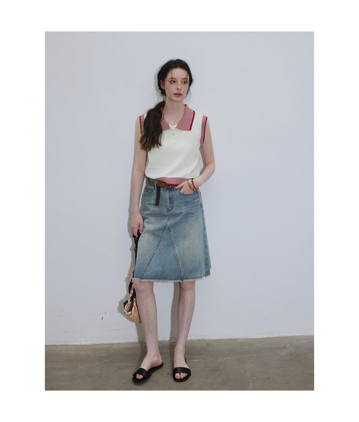 A-Line Washed Denim Skirt LCAS0214