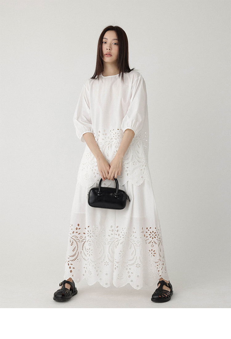 Breeze Broderie Cotton Maxi Skirt LCMS0192