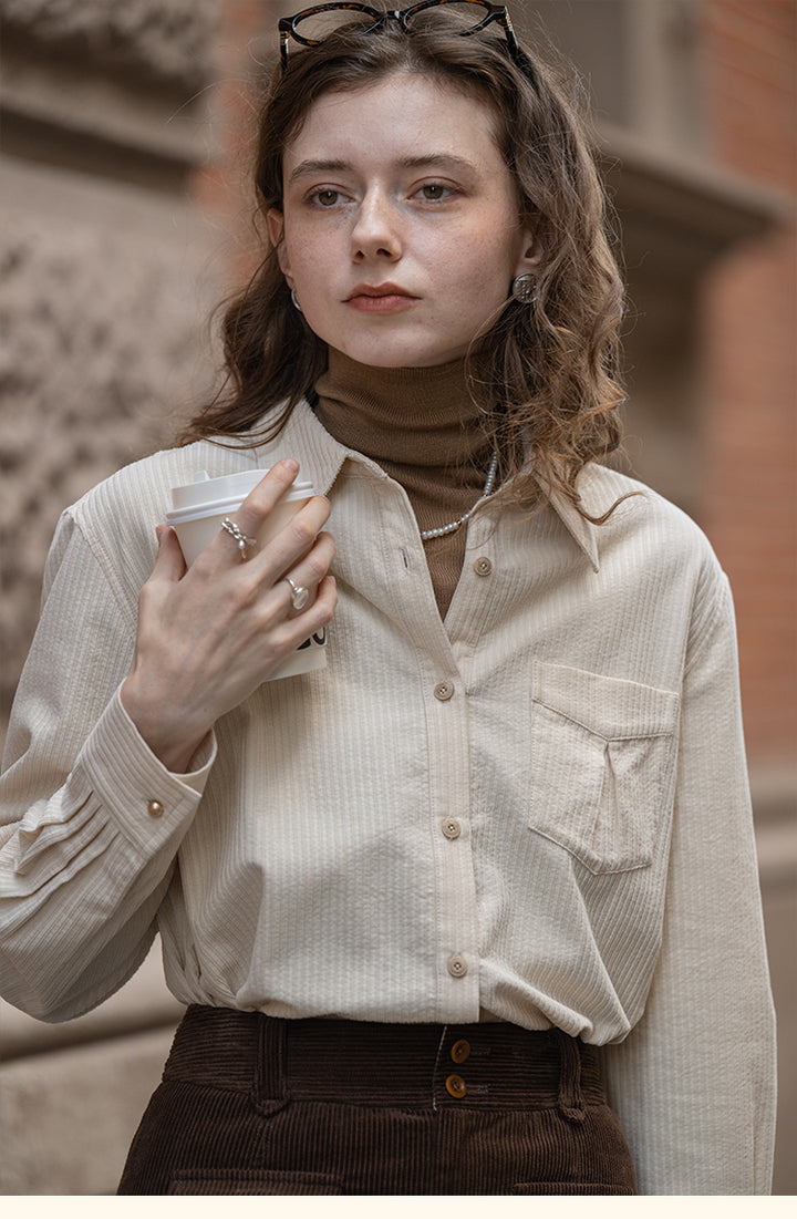Vintage Cotton Striped Shirt with Classic Collar DASS0103