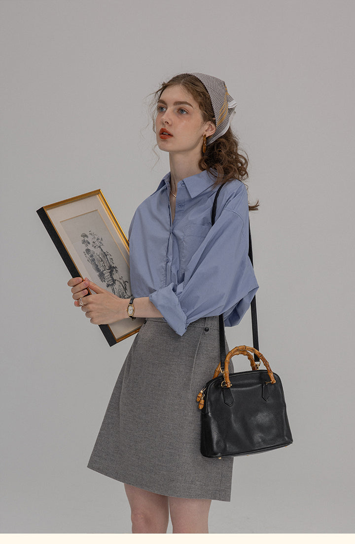 Vintage Cotton Oversized Button-Up Shirt DACS0108