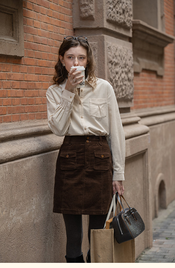 Vintage Cotton Striped Shirt with Classic Collar DASS0103