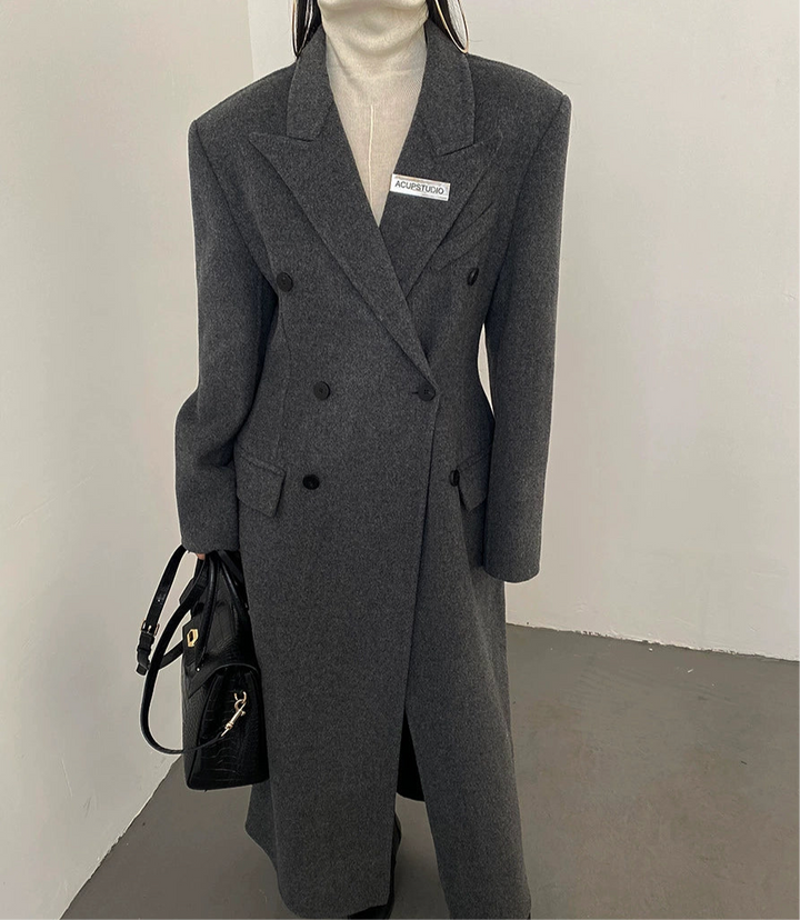 Double-Breasted Classic Wool Blend Coat ASCC0016