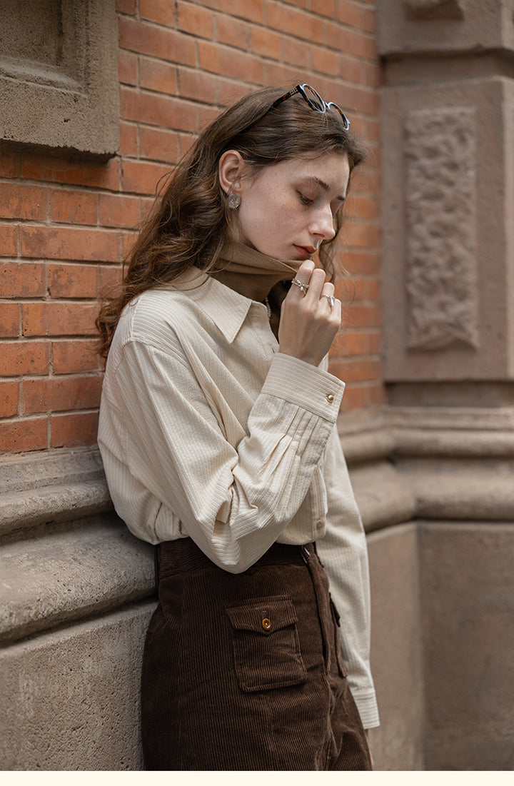 Vintage Cotton Striped Shirt with Classic Collar DASS0103
