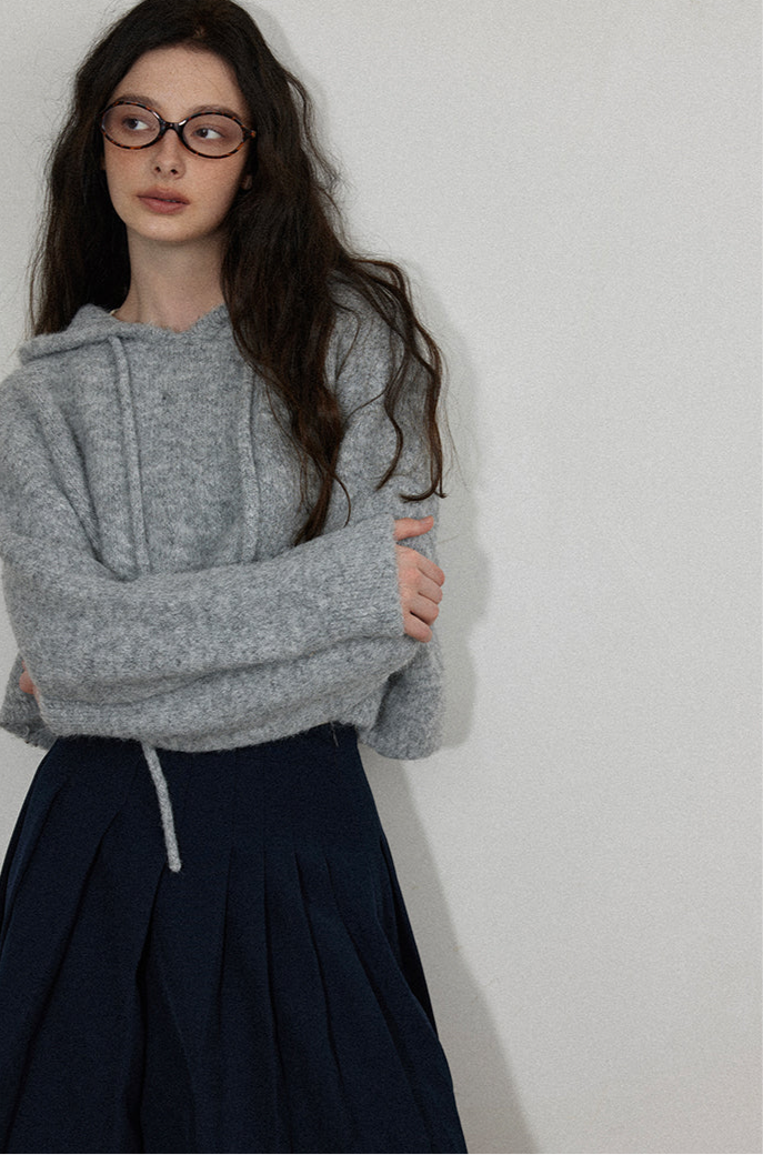 Cozy Drawstring Knit Hoodie LCKH0012