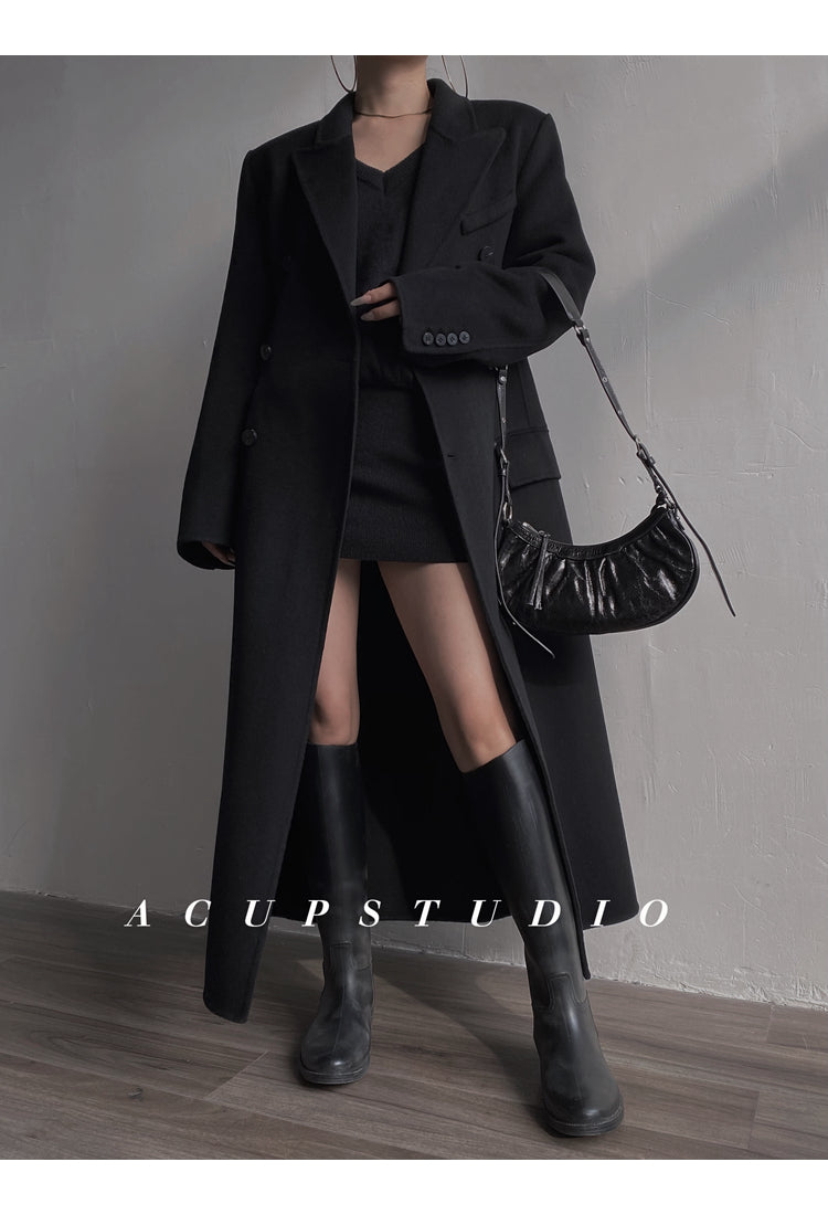 Double-Breasted Classic Wool Blend Coat ASCC0016