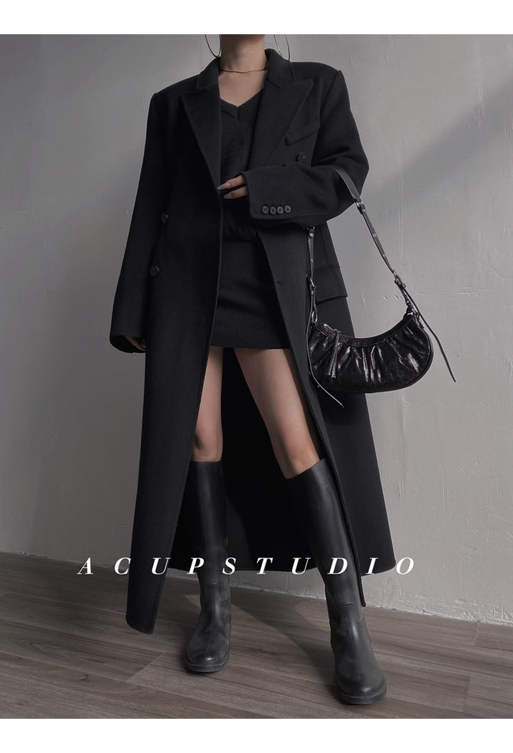 Double-Breasted Classic Wool Blend Coat ASCC0016