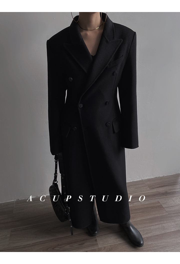 Double-Breasted Classic Wool Blend Coat ASCC0016