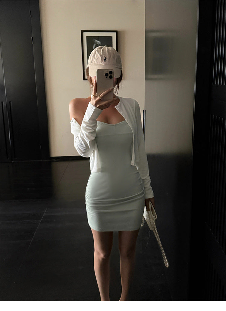 CurveCharm Knit Halter Mini Dress NHMD0228