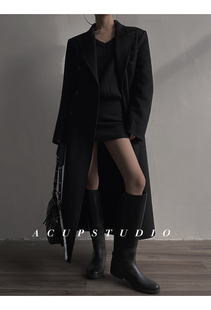 Double-Breasted Classic Wool Blend Coat ASCC0016