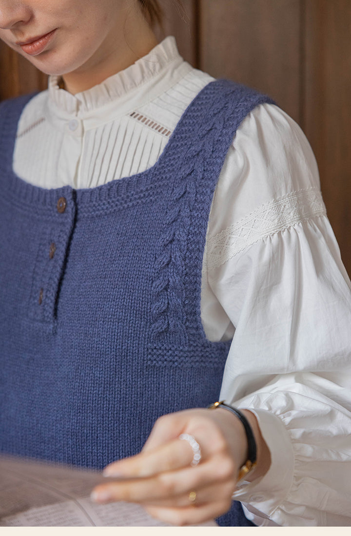 Reversible Cable Knit Wool Sweater Vest DAKV0122