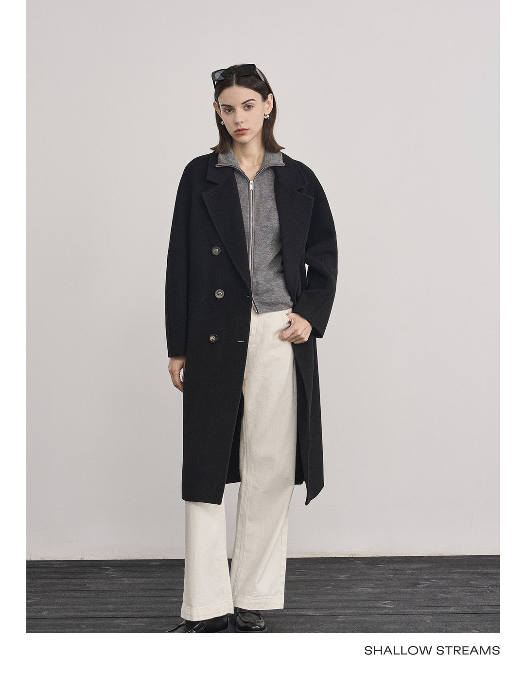 Wool Double Zip Turtleneck Knit Top SSKT0051