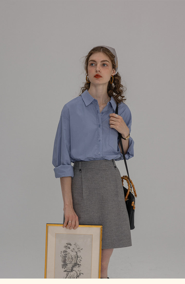 Vintage Cotton Oversized Button-Up Shirt DACS0108