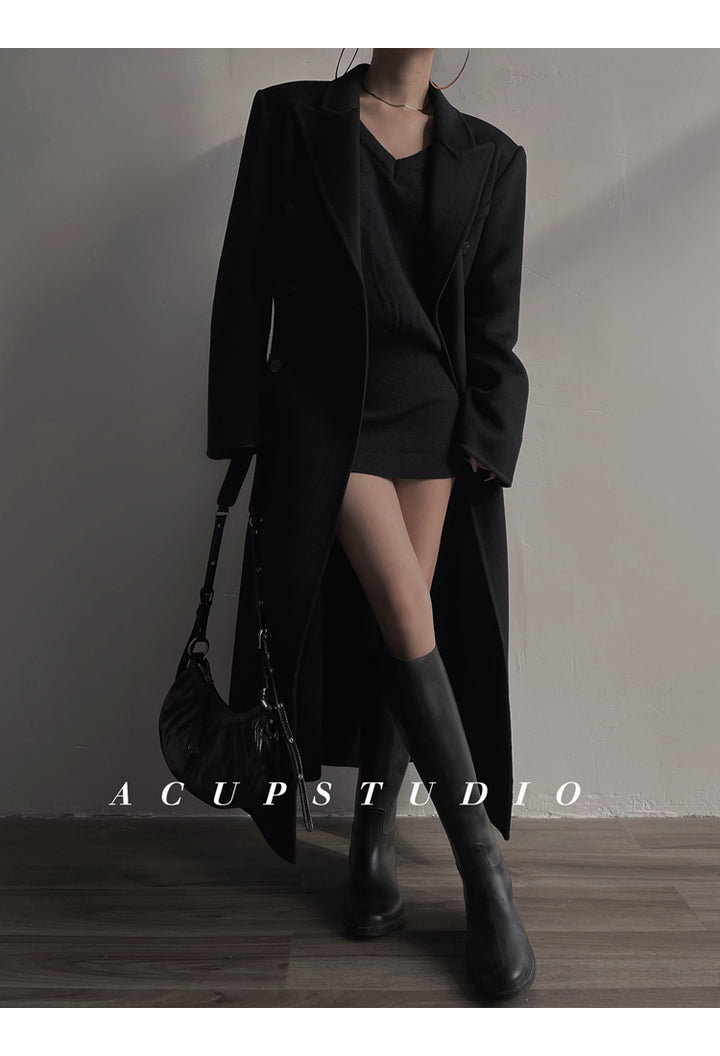 Double-Breasted Classic Wool Blend Coat ASCC0016