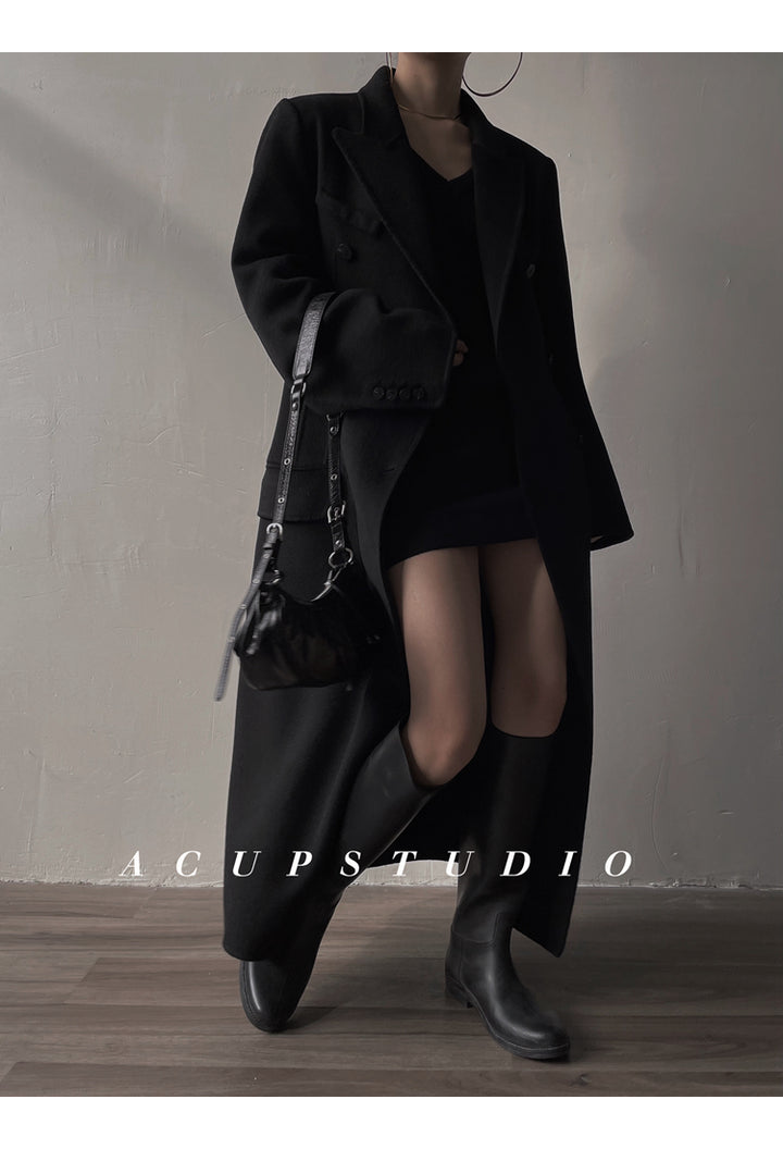 Double-Breasted Classic Wool Blend Coat ASCC0016