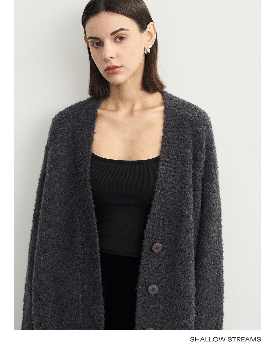 Wool Hoop V-Neck Knit Cardigan SSWC0063