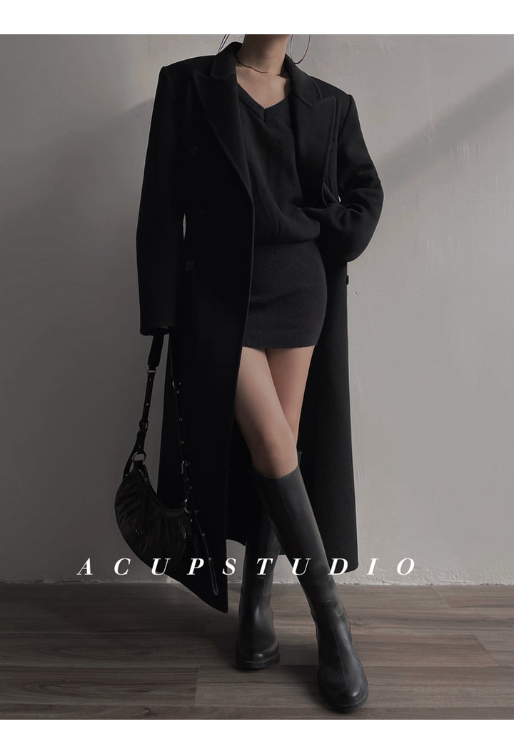 Double-Breasted Classic Wool Blend Coat ASCC0016