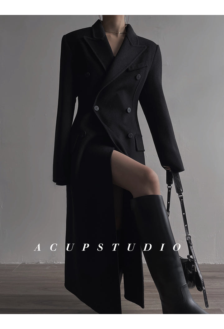 Double-Breasted Classic Wool Blend Coat ASCC0016