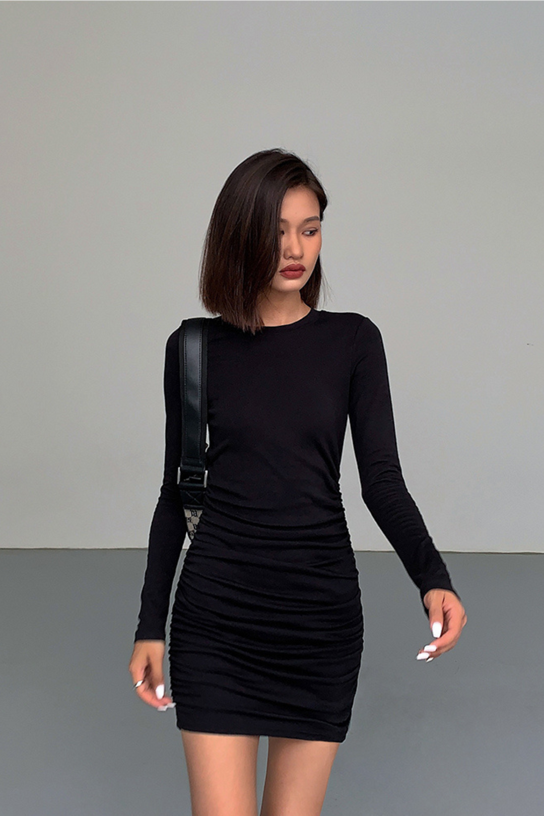 Midnight Ruched Knit Dress OUKD0250