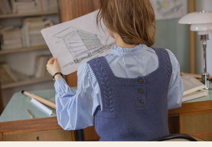 Reversible Cable Knit Wool Sweater Vest DAKV0122