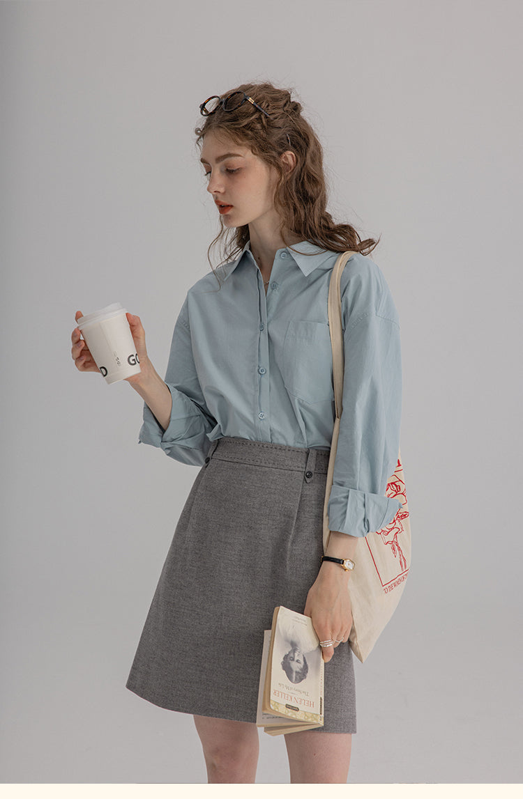 Vintage Cotton Oversized Button-Up Shirt DACS0108