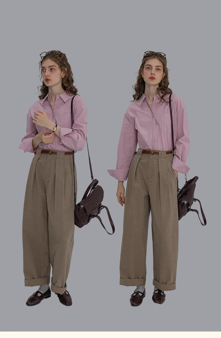 Vintage Cotton Oversized Button-Up Shirt DACS0108