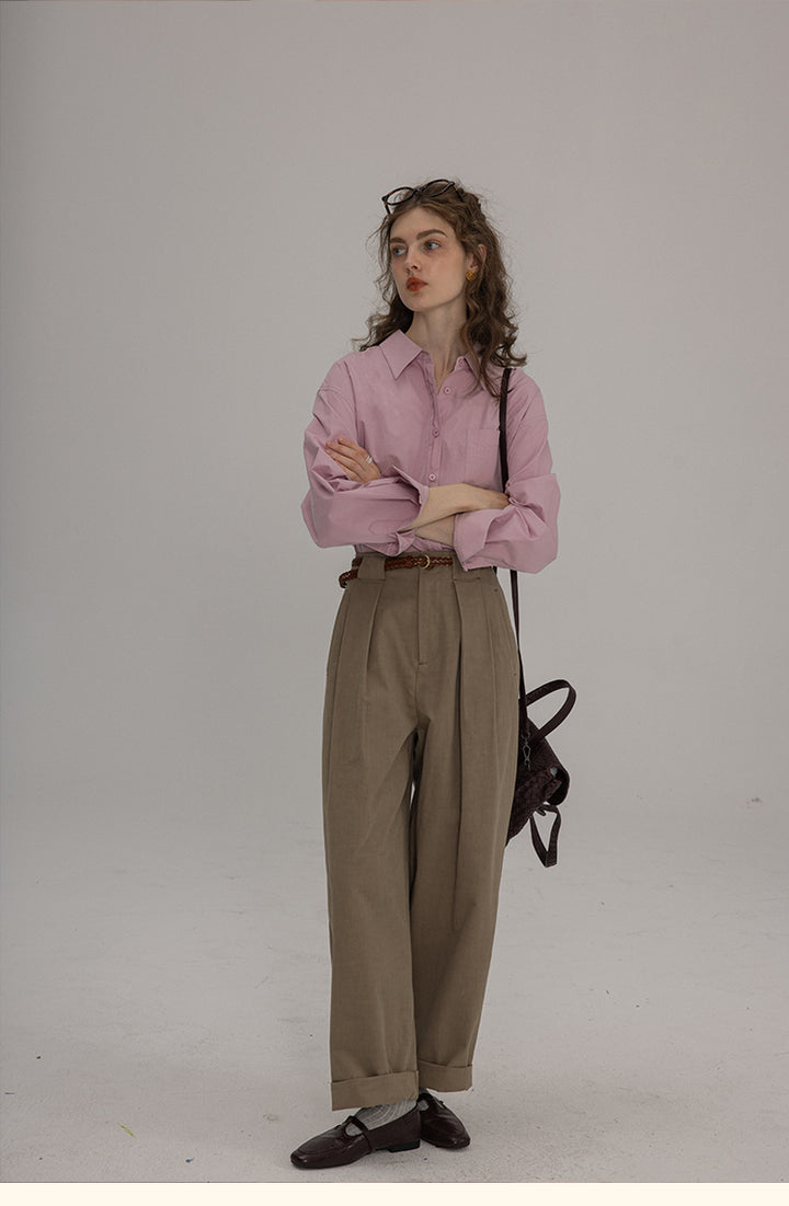 Vintage Cotton Oversized Button-Up Shirt DACS0108