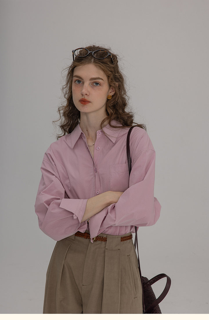 Vintage Cotton Oversized Button-Up Shirt DACS0108