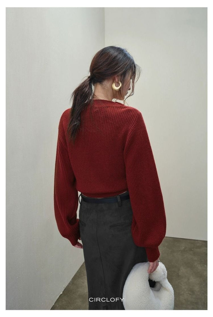 Choker Cross-Wrap Knitted Sweater CCKS0146