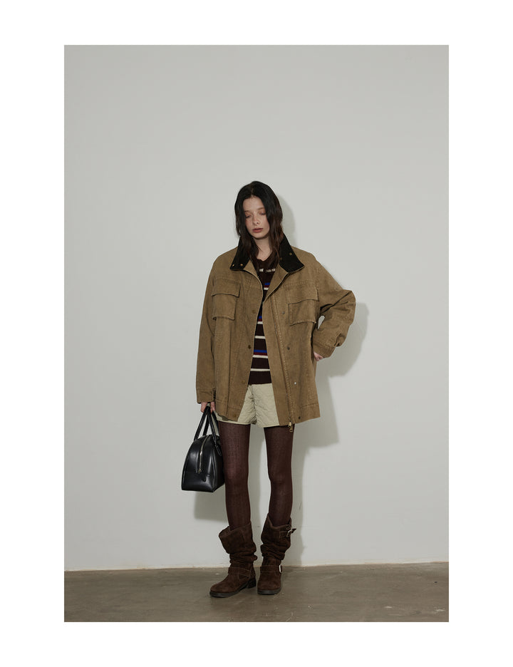 Cocoa Stripe Polo Knit LCPK0292