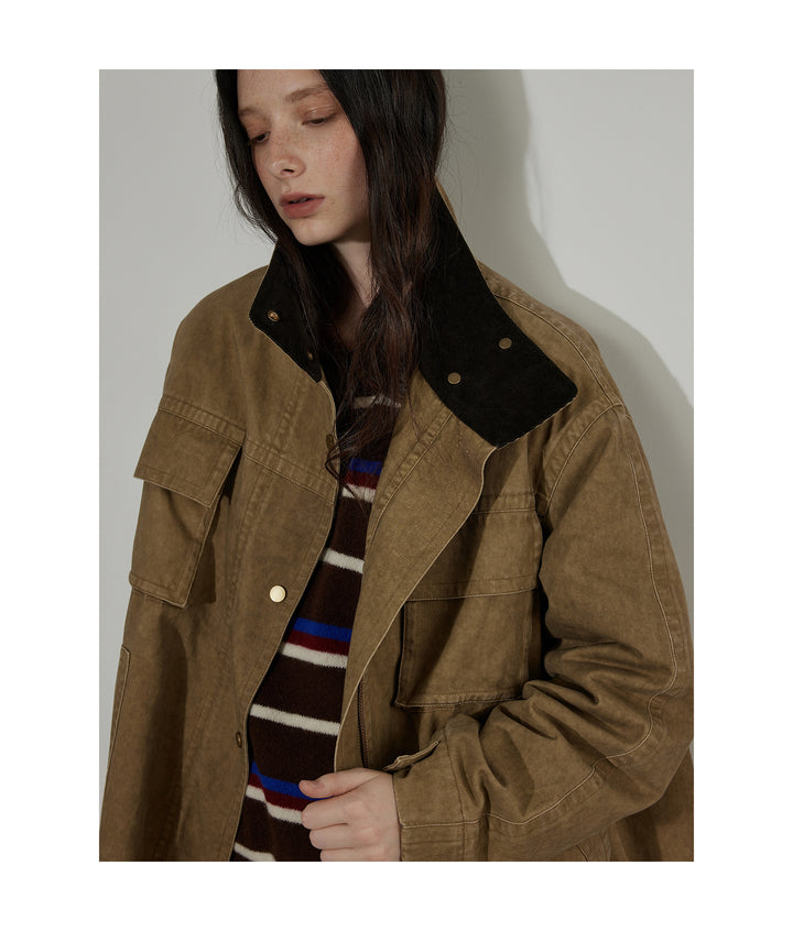 Cocoa Stripe Polo Knit LCPK0292