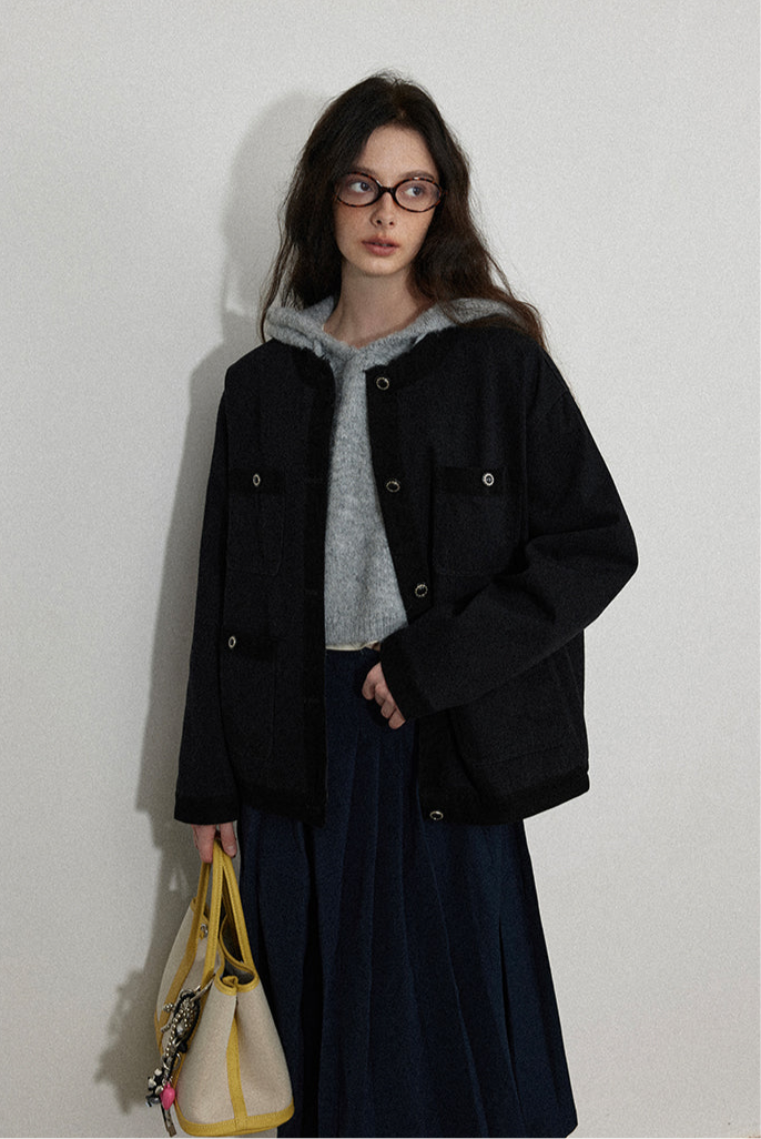 Chic Black Casual Buttoned Jacket LCCJ0015